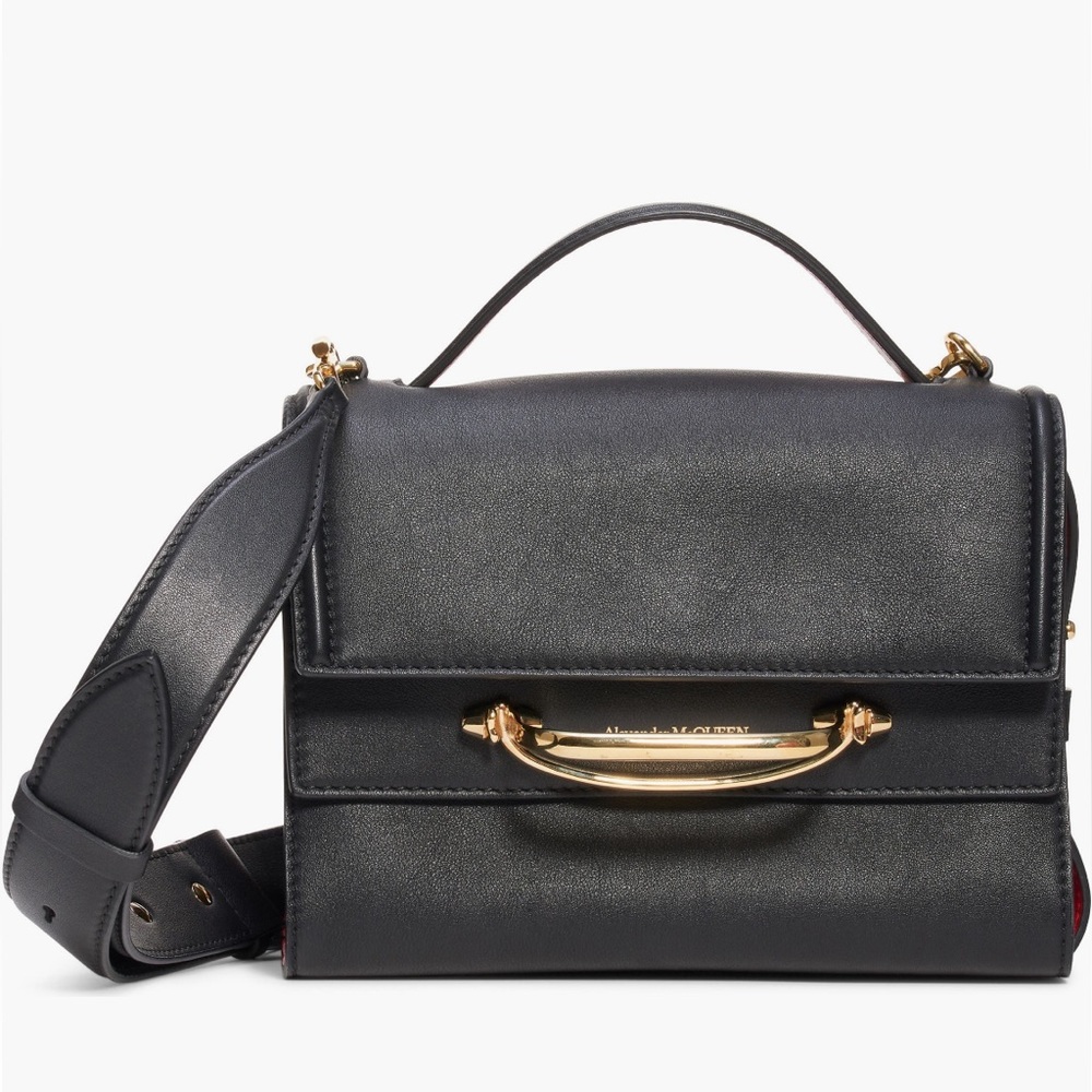 Alexander McQueen Small Double Flap Leather Shoulder Bag